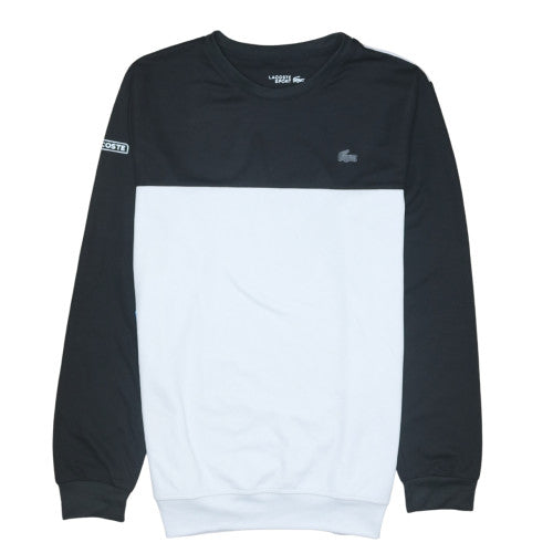 Lacoste Men's Black White 2XL Crew Neck Pullover Sweatshirt