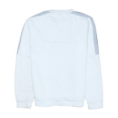 Adidas Men White Crew Neck Long Sleeve Pullover Sweatshirt Size L