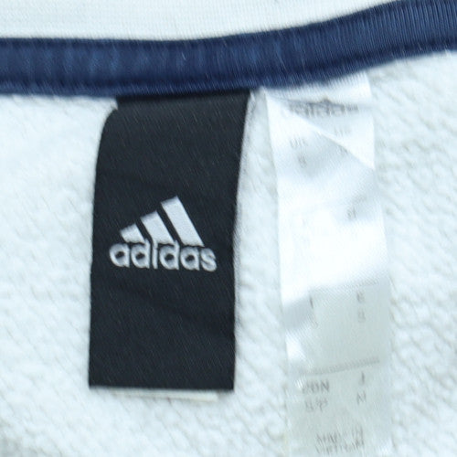 Adidas Men White Crew Neck Long Sleeve Pullover Sweatshirt Size L