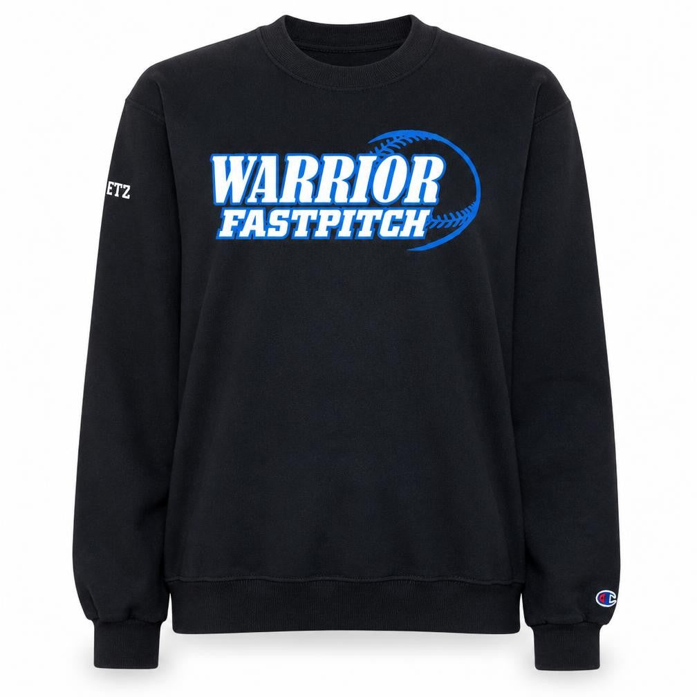 Front view of Champion Women's Black Warrior Fastpitch Sweatshirt, size S