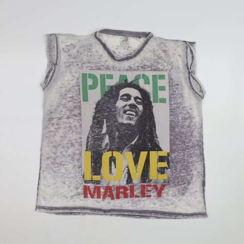 Zion Rootswear Women's Grey Bob Marley Sleeveless Graphic T-Shirt Size 16