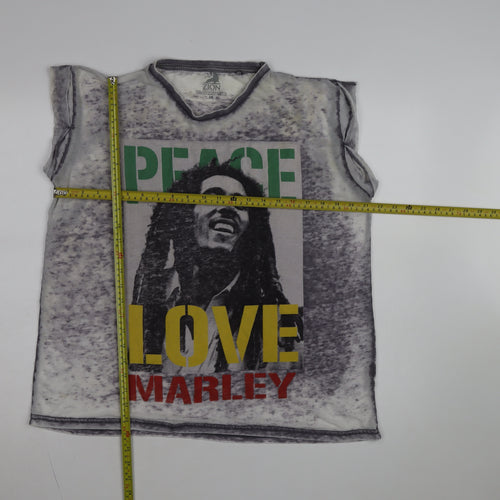 Zion Rootswear Women's Grey Bob Marley Sleeveless Graphic T-Shirt Size 16