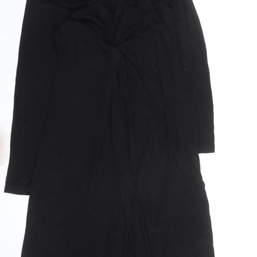 MNG Women's Black Plus Size 2XL Knit Bodycon V-Neck Long Sleeve Dress