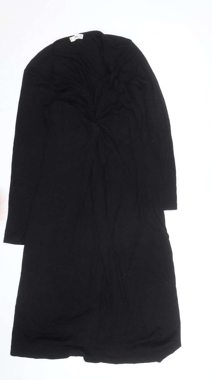 MNG Women's Black Plus Size 2XL Knit Bodycon V-Neck Long Sleeve Dress