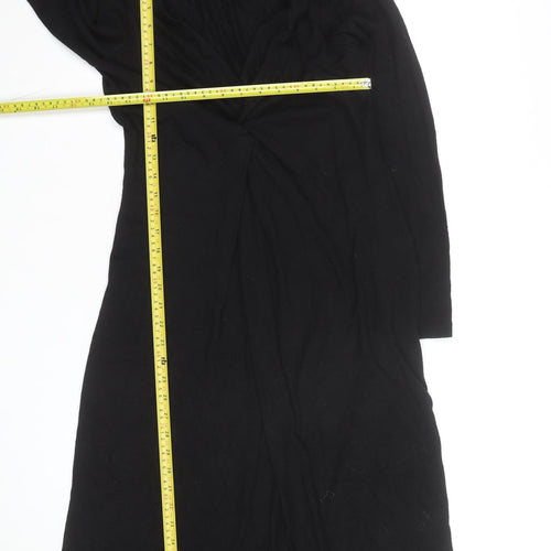 MNG Women's Black Plus Size 2XL Knit Bodycon V-Neck Long Sleeve Dress