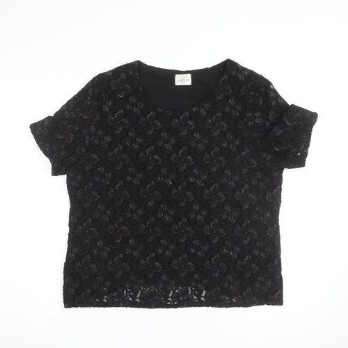 Eastex Women's Black Lace Short Sleeve Blouse Size 16