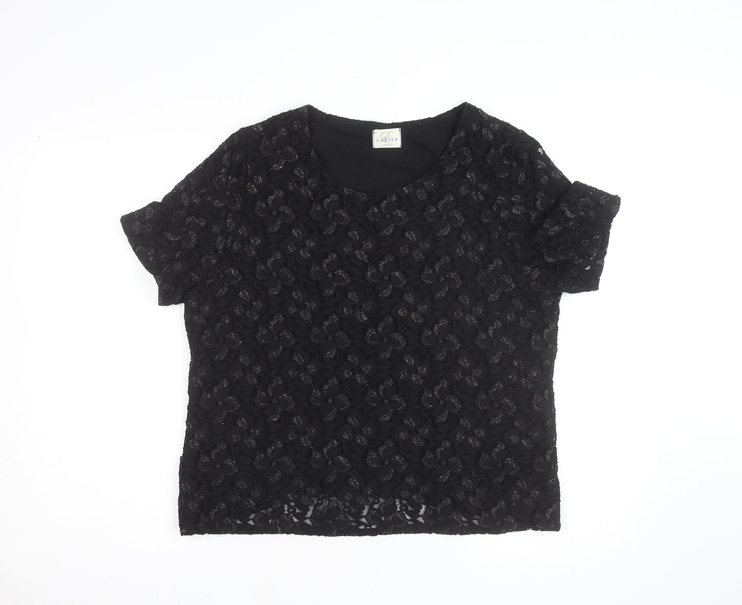 Eastex Women's Black Lace Short Sleeve Blouse Size 16