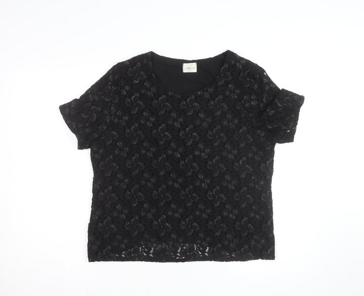 Eastex Women's Black Lace Short Sleeve Blouse Size 16