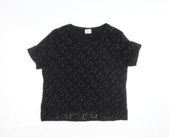 Eastex Women's Black Lace Short Sleeve Blouse Size 16