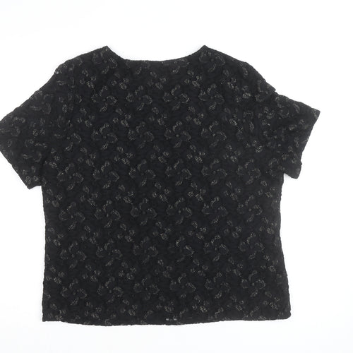 Eastex Women's Black Lace Short Sleeve Blouse Size 16