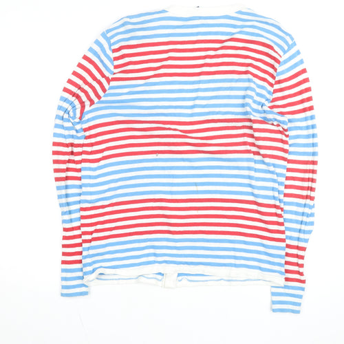 DIVIDED Women’s Red Blue Striped Button-Up Top Size L Cotton Jersey