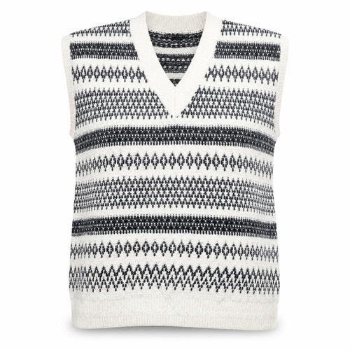 Marks and Spencer Women's Ivory Fair Isle Knit Sleeveless Vest M