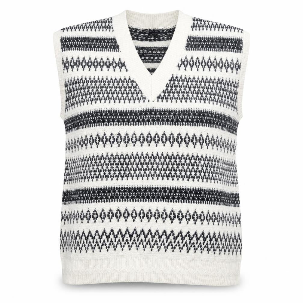 Marks and Spencer Women's Ivory Fair Isle Knit Sleeveless Vest M