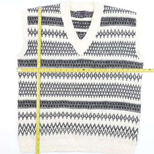 Marks and Spencer Women's Ivory Fair Isle Knit Sleeveless Vest M
