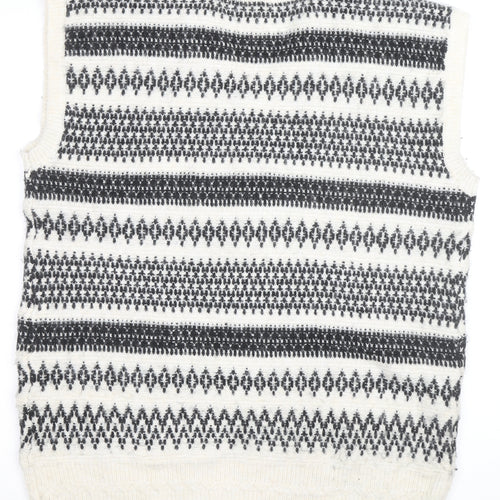 Marks and Spencer Women's Ivory Fair Isle Knit Sleeveless Vest M