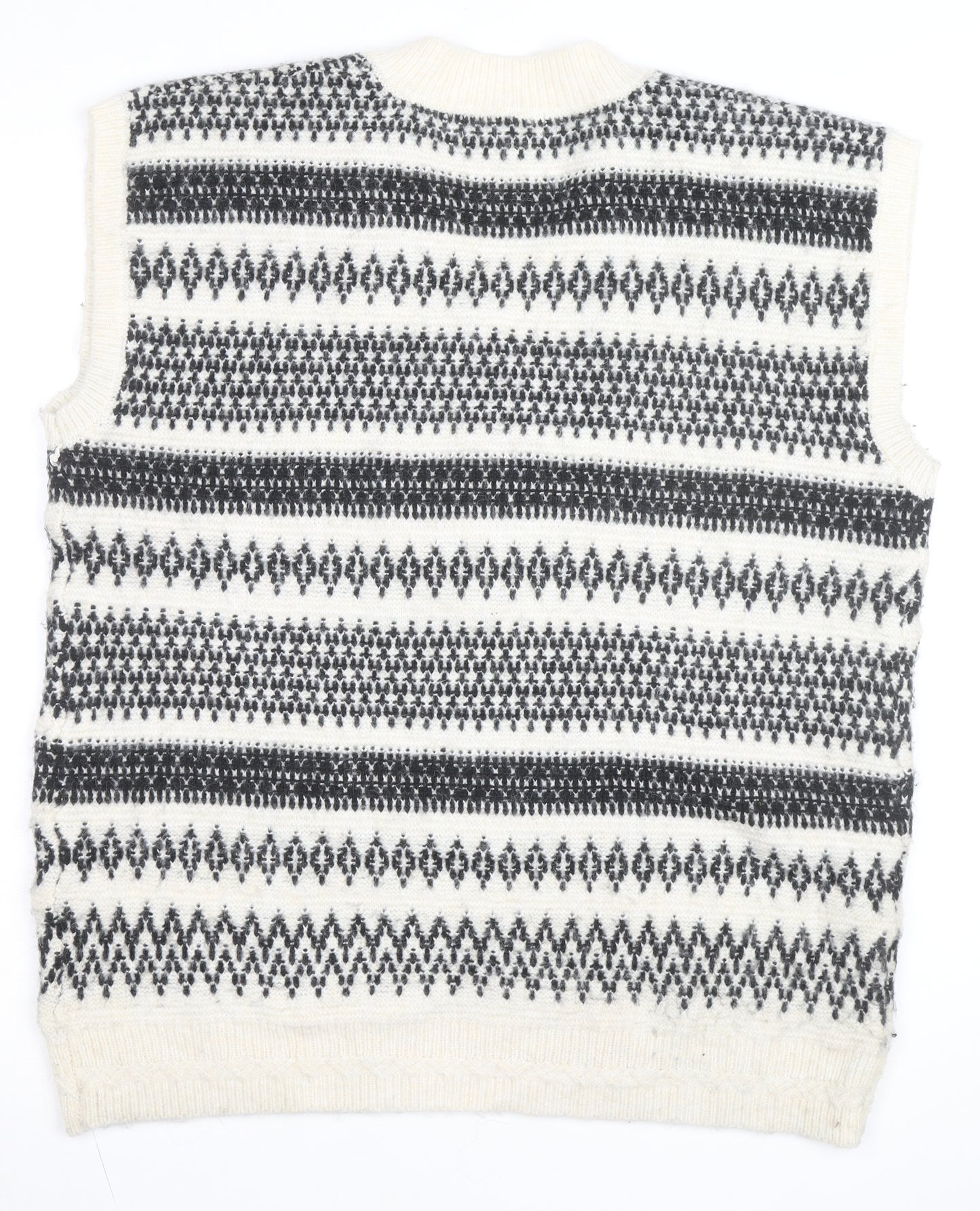 Marks and Spencer Women's Ivory Fair Isle Knit Sleeveless Vest M