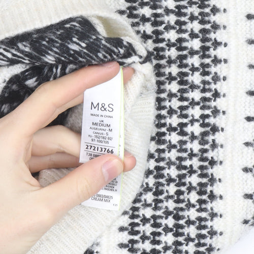 Marks and Spencer Women's Ivory Fair Isle Knit Sleeveless Vest M