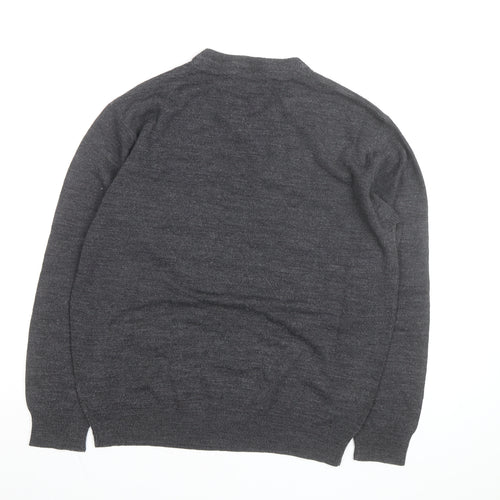 Pierre Cardin Men's Grey Wool Blend V-Neck Jumper Size S