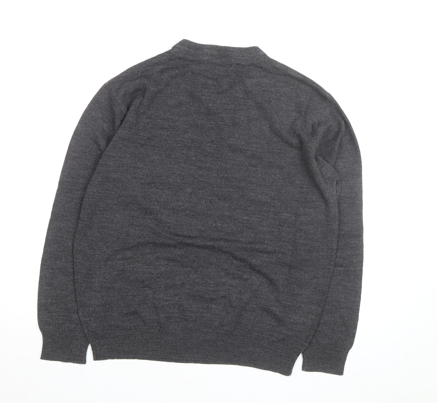 Pierre Cardin Men's Grey Wool Blend V-Neck Jumper Size S