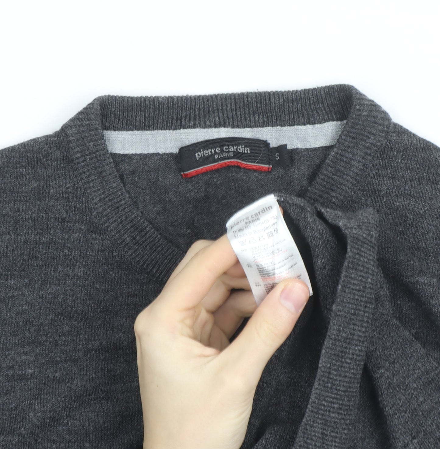 Pierre Cardin Men's Grey Wool Blend V-Neck Jumper Size S