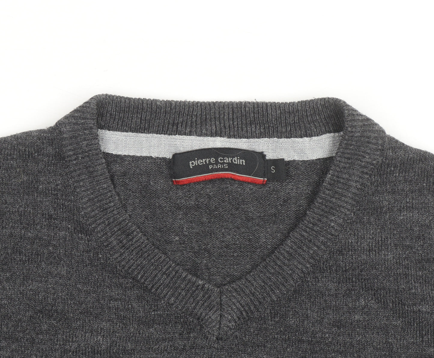 Pierre Cardin Men's Grey Wool Blend V-Neck Jumper Size S