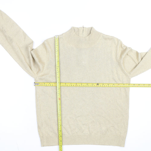 Drapers & Damons Women Beige Mock Neck Long Sleeve Pullover Jumper Size L