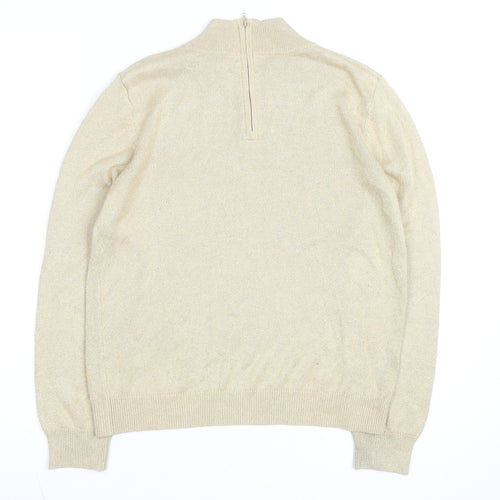 Drapers & Damons Women Beige Mock Neck Long Sleeve Pullover Jumper Size L