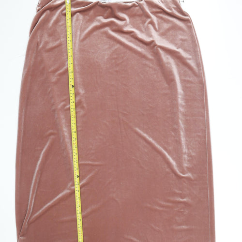 Next Women Pink Velvet Midi Pencil Skirt Size 20