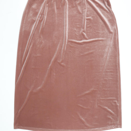 Next Women Pink Velvet Midi Pencil Skirt Size 20