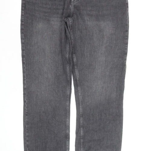 Marks and Spencer Men’s Grey Straight Fit Jeans 34R Performance Denim