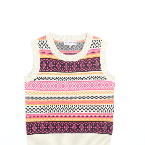Willow & Wind Womens Multicoloured Fair Isle Knit Sleeveless Crop XS