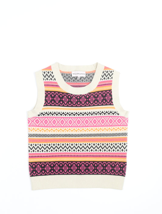 Willow & Wind Womens Multicoloured Fair Isle Knit Sleeveless Crop XS