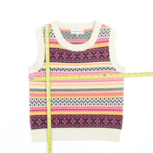 Willow & Wind Womens Multicoloured Fair Isle Knit Sleeveless Crop XS