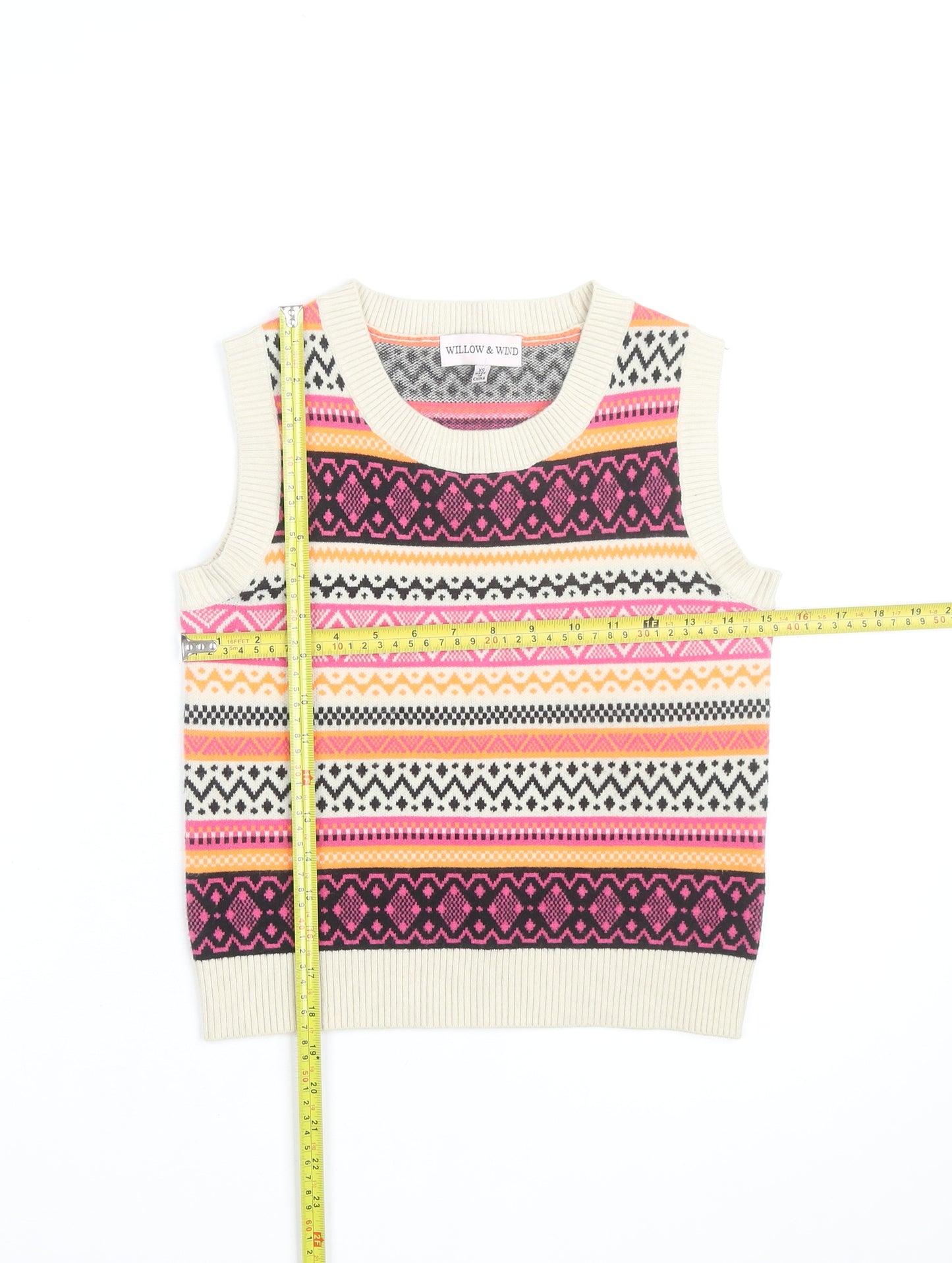 Willow & Wind Womens Multicoloured Fair Isle Knit Sleeveless Crop XS