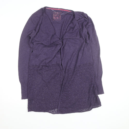 Fat Face Women Purple Size 12 Open Knit Cotton Viscose Cardigan