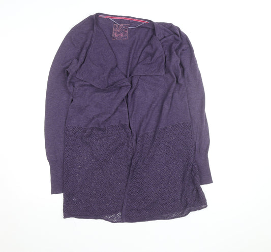 Fat Face Women Purple Size 12 Open Knit Cotton Viscose Cardigan