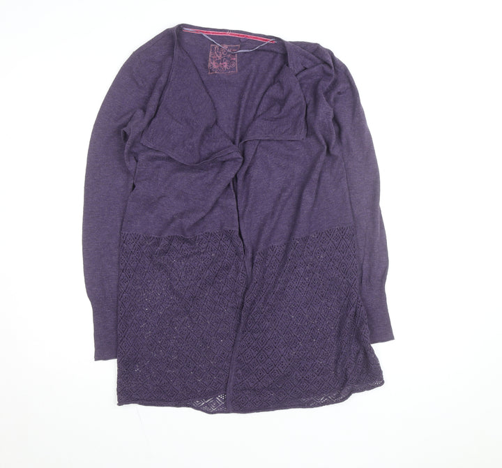 Fat Face Women Purple Size 12 Open Knit Cotton Viscose Cardigan