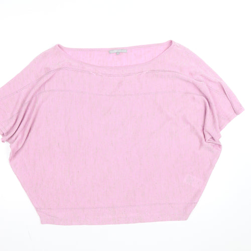 Oliver Bonas Women’s Pink Linen Blend Cropped Knit T-Shirt Size 12