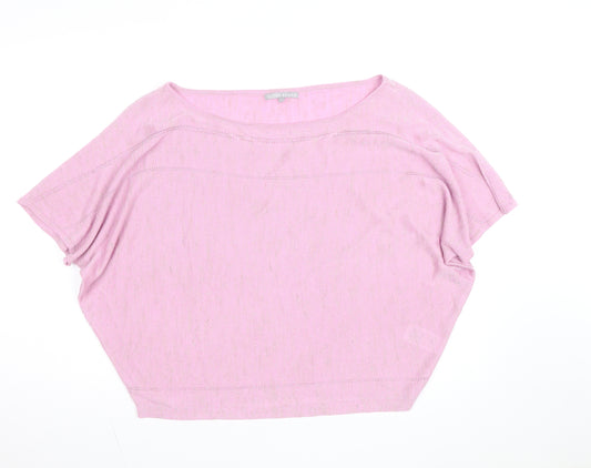 Oliver Bonas Women’s Pink Linen Blend Cropped Knit T-Shirt Size 12