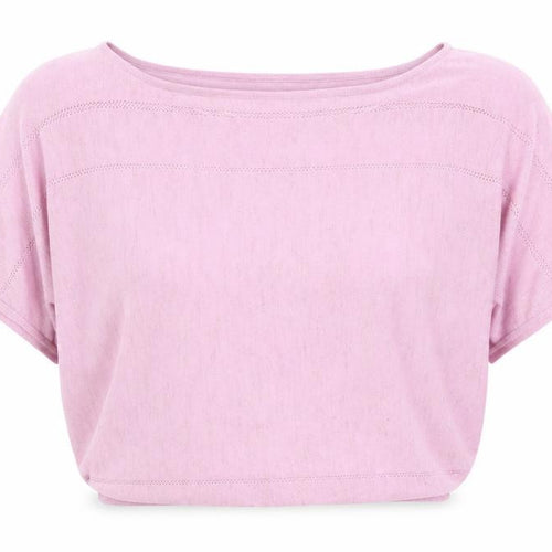 Oliver Bonas Women’s Pink Linen Blend Cropped Knit T-Shirt Size 12