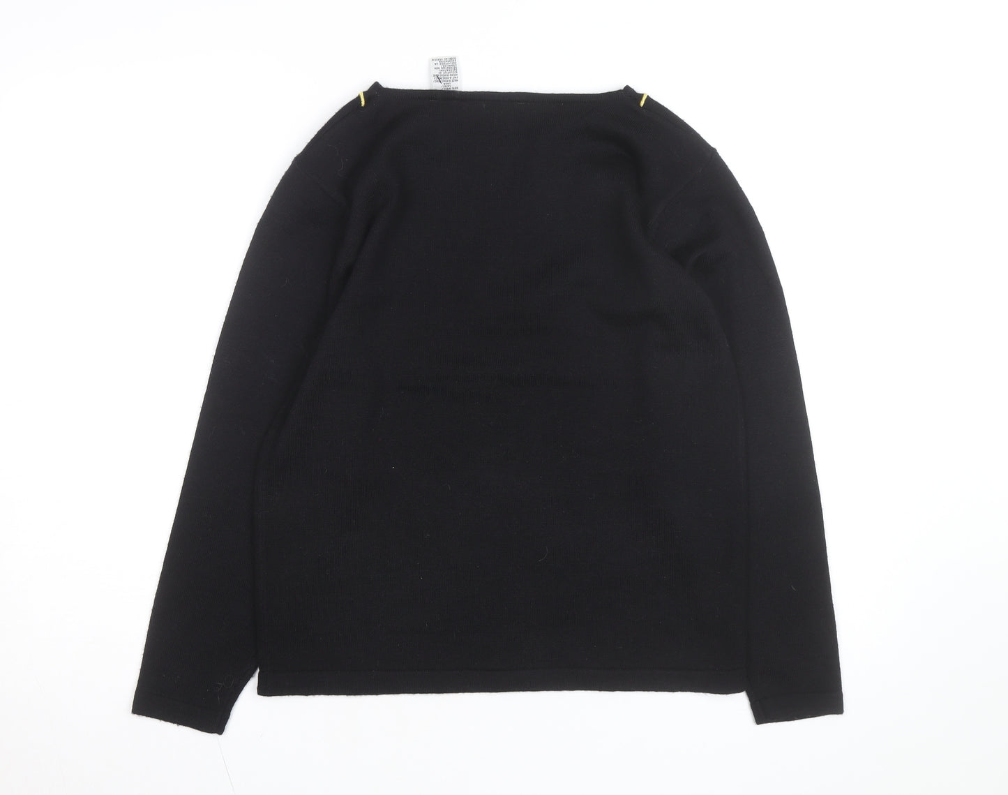 Russ Women Black Petite M Embroidered Wool Blend Jumper Pullover