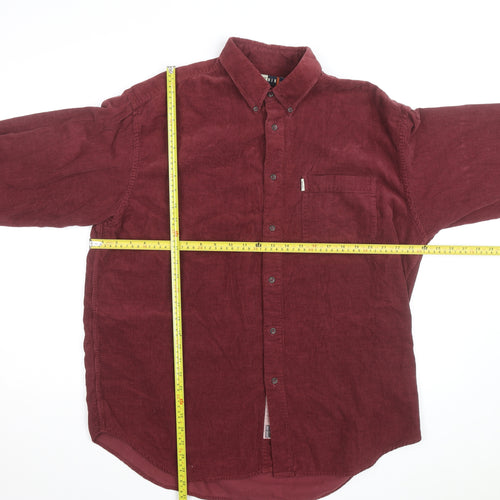 Esprit Men Red Corduroy Button-Up Long Sleeve Shirt L