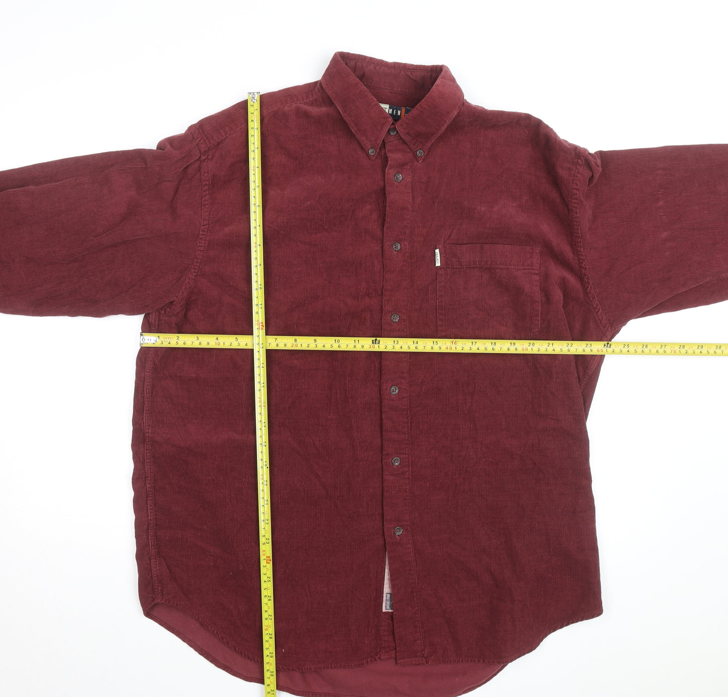 Esprit Men Red Corduroy Button-Up Long Sleeve Shirt L