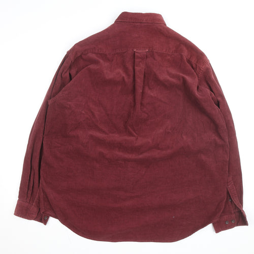 Esprit Men Red Corduroy Button-Up Long Sleeve Shirt L