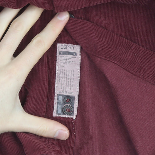 Esprit Men Red Corduroy Button-Up Long Sleeve Shirt L