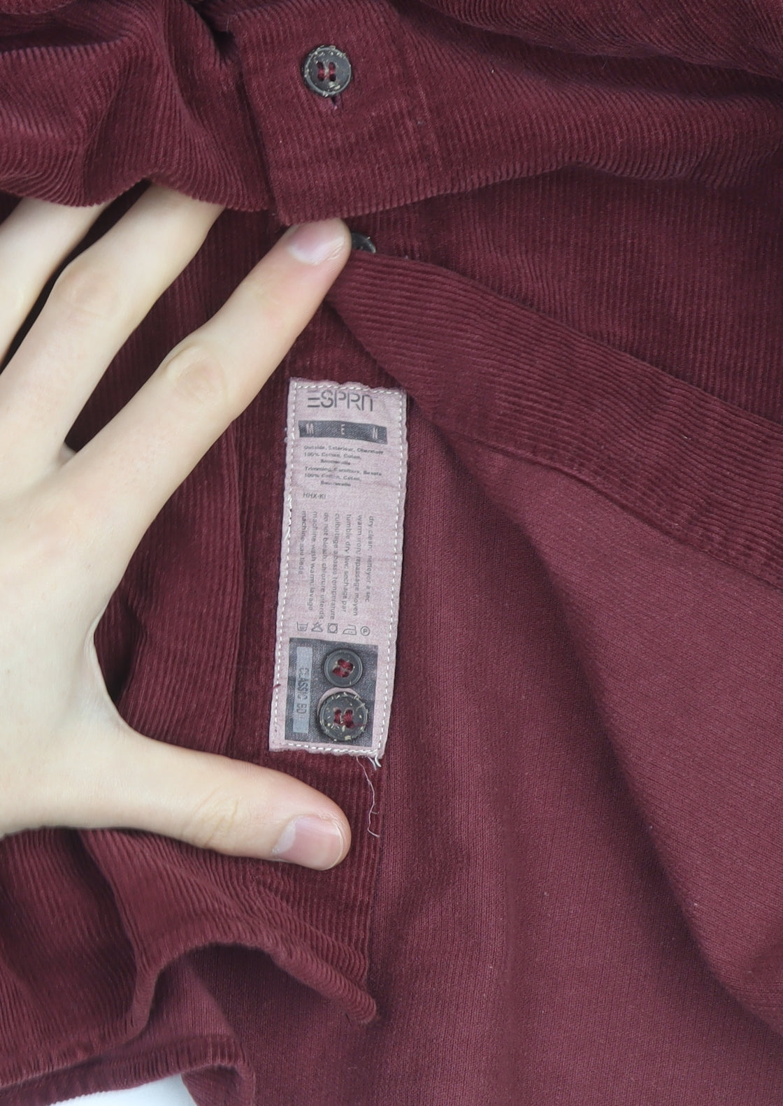 Esprit Men Red Corduroy Button-Up Long Sleeve Shirt L