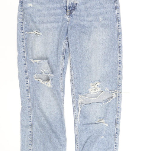 River Island Womens Blue Distressed Boyfriend Jeans Size 8
