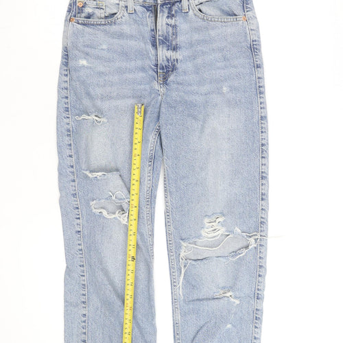 River Island Womens Blue Distressed Boyfriend Jeans Size 8