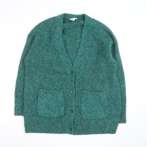 COS Womens Green Alpaca Wool Blend Chunky Knit V-Neck Cardigan Size S