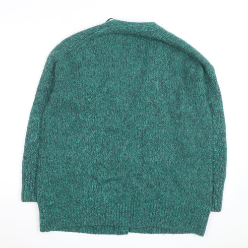 COS Womens Green Alpaca Wool Blend Chunky Knit V-Neck Cardigan Size S